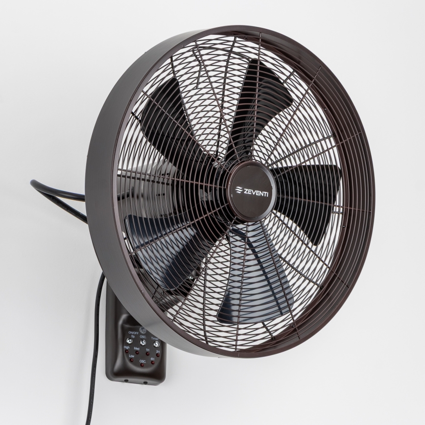 ZEVENTI - Fali ventilátor FREEZE 50W/230V átm. 40 cm fekete/barna + távirányítás