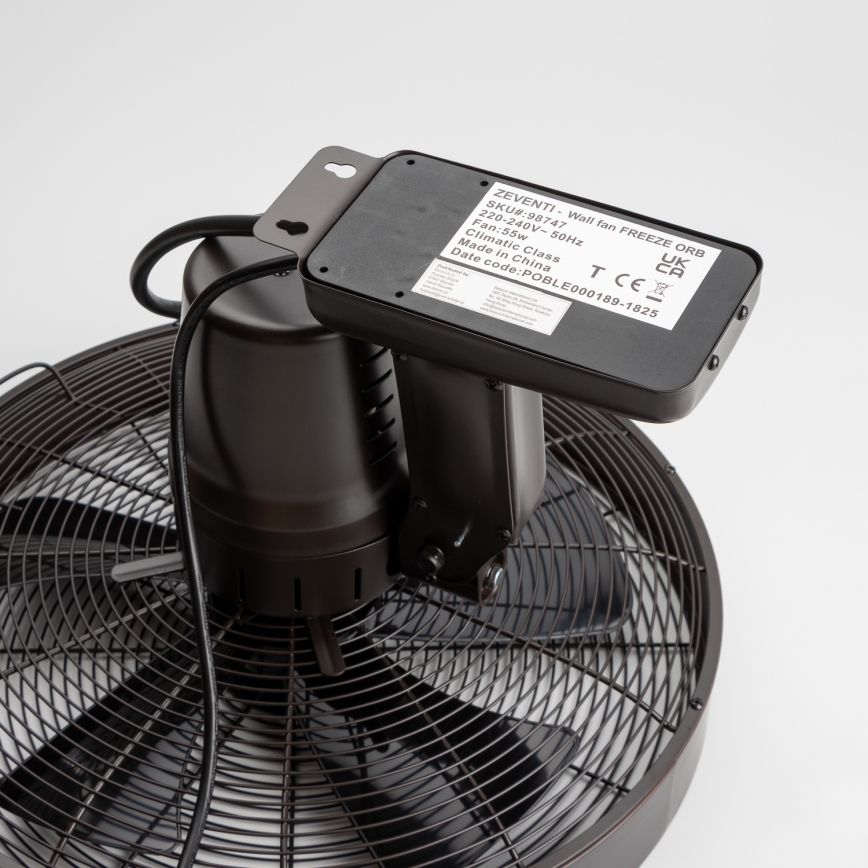 ZEVENTI - Fali ventilátor FREEZE 50W/230V átm. 40 cm fekete/barna + távirányítás