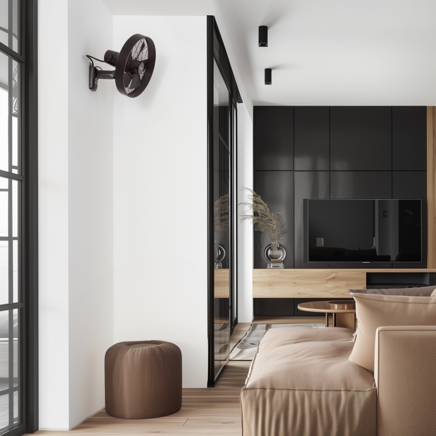 ZEVENTI - Fali ventilátor FREEZE 50W/230V, átmérő 45 cm, fekete/barna + távirányító
