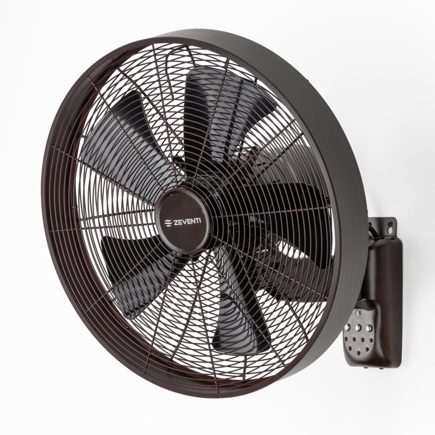 ZEVENTI - Fali ventilátor FREEZE 50W/230V, átmérő 45 cm, fekete/barna + távirányító