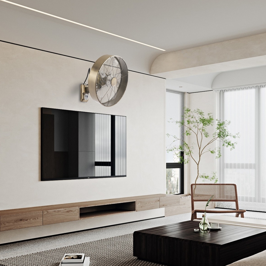 ZEVENTI - Falra szerelhető ventilátor FANNY 50W/230V, átmérő 45 cm, bronzszínű + távirányítóval