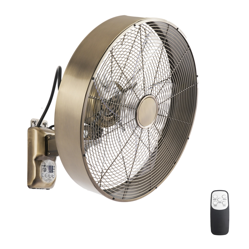 ZEVENTI - Falra szerelhető ventilátor FANNY 50W/230V, átmérő 45 cm, bronzszínű + távirányítóval