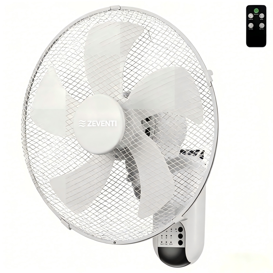 ZEVENTI - FANNY falra szerelhető ventilátor 45 W/230 V, Ø 41 cm, fehér + távirányító