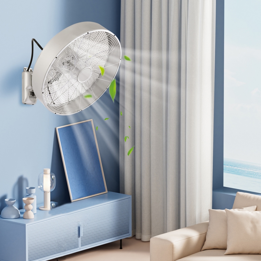 ZEVENTI - Falra szerelhető ventilátor FANNY 50W/230V Ø 45 cm matt króm + távirányító