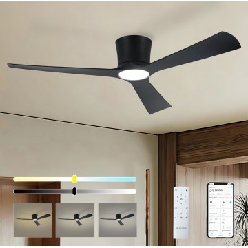 ZEVENTI - LED Dimmelhető mennyezeti ventilátor AUREX LED/24W/230V 3000/4000/6000K Wi-Fi Tuya fekete + távirányító