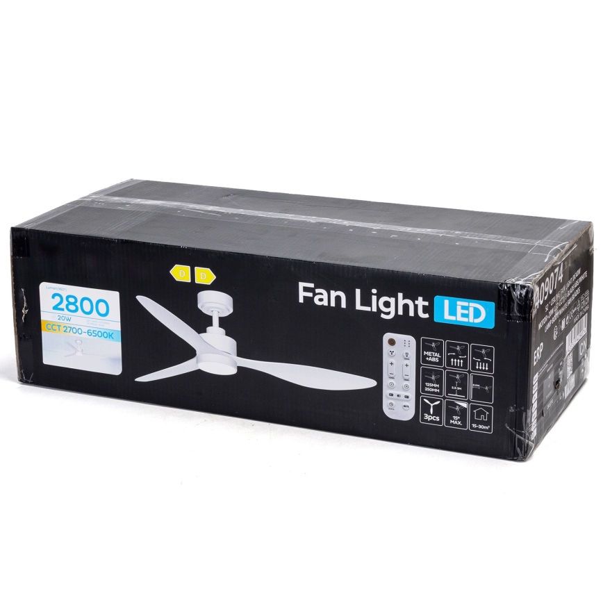 ZEVENTI - LED fényerőszabályozható mennyezeti ventilátor ULUWATU LED/20W/230V 2700-6500K 132cm fehér + távirányító