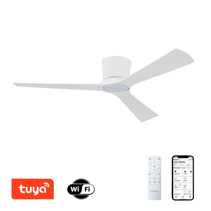 ZEVENTI - LED dimmelhető mennyezeti ventilátor AUREX LED/24W/230V 3000/4000/6000K Wi-Fi Tuya fehér + távirányító