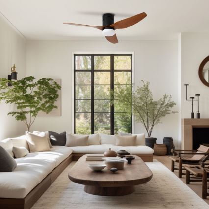 ZEVENTI - LED mennyezeti ventilátor PADUA LED/18W/230V 3000/4000/6000K Wi-Fi Tuya fekete/barna + távirányító