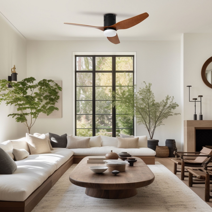 ZEVENTI - LED mennyezeti ventilátor PADUA LED/18W/230V 3000/4000/6000K Wi-Fi Tuya fekete/barna + távirányító