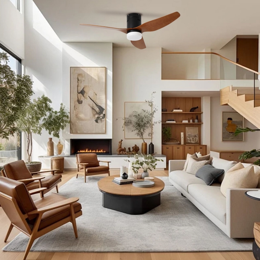 ZEVENTI - LED mennyezeti ventilátor PADUA LED/18W/230V 3000/4000/6000K Wi-Fi Tuya fekete/barna + távirányító