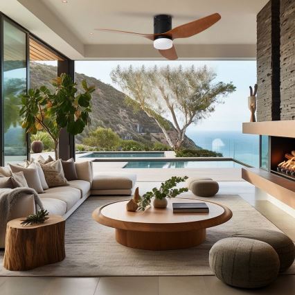 ZEVENTI - LED mennyezeti ventilátor PADUA LED/18W/230V 3000/4000/6000K Wi-Fi Tuya fekete/barna + távirányító