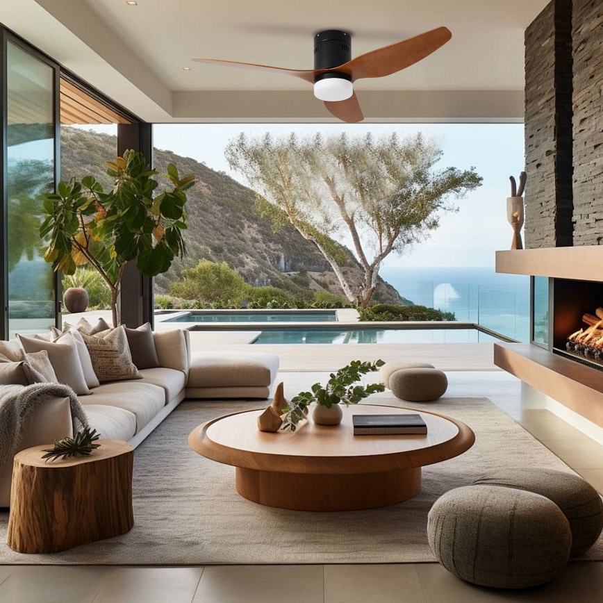 ZEVENTI - LED mennyezeti ventilátor PADUA LED/18W/230V 3000/4000/6000K Wi-Fi Tuya fekete/barna + távirányító