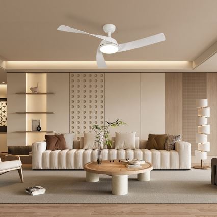 ZEVENTI - LED dimmelhető mennyezeti ventilátor AERYS LED/24W/230V 3000/4000/6000K Wi-Fi Tuya fehér + távirányító