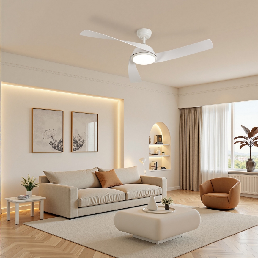 ZEVENTI - LED dimmelhető mennyezeti ventilátor AERYS LED/24W/230V 3000/4000/6000K Wi-Fi Tuya fehér + távirányító