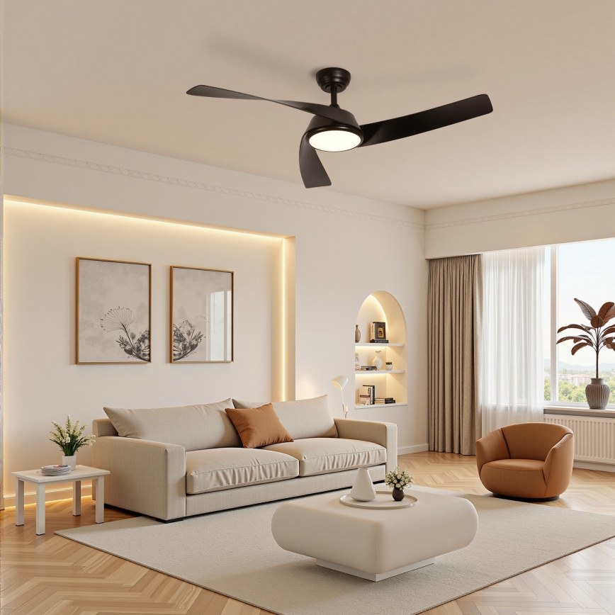 ZEVENTI - LED fényerőszabályozható mennyezeti ventilátor AERYS LED/24W/230V 3000/4000/6000K Tuya Wi-Fi fekete + távirányító