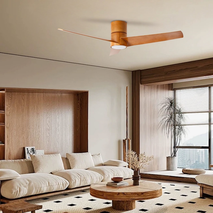 ZEVENTI - LED mennyezeti ventilátor BARROSA LED/18W/230V 3000/4000/6000K Wi-Fi Tuya barna + távirányító