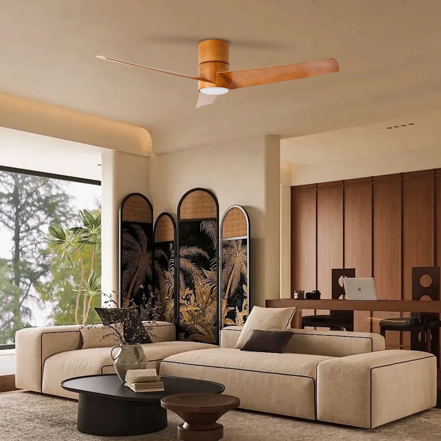 ZEVENTI - LED mennyezeti ventilátor BARROSA LED/18W/230V 3000/4000/6000K Wi-Fi Tuya barna + távirányító