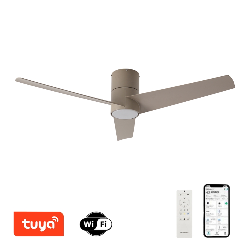 ZEVENTI - LED mennyezeti ventilátor BARROSA LED/18W/230V 3000/4000/6000K Wi-Fi Tuya bézs + távirányító