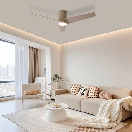 ZEVENTI - LED mennyezeti ventilátor BARROSA LED/18W/230V 3000/4000/6000K Wi-Fi Tuya bézs + távirányító