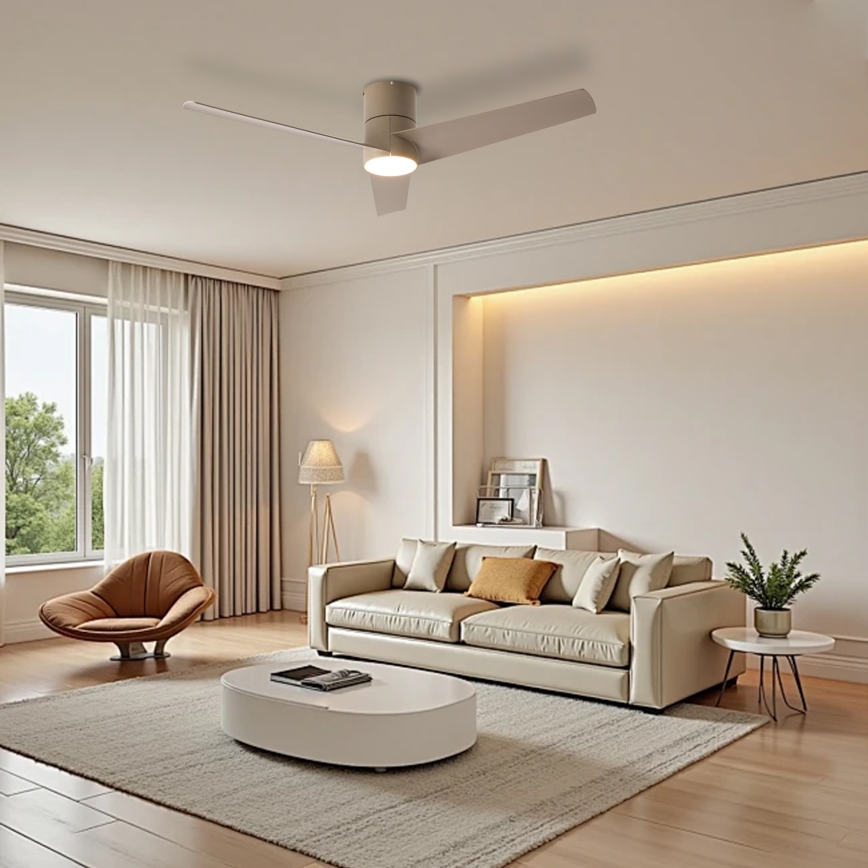 ZEVENTI - LED mennyezeti ventilátor BARROSA LED/18W/230V 3000/4000/6000K Wi-Fi Tuya bézs + távirányító