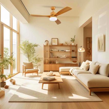 ZEVENTI - LED mennyezeti ventilátor MARE LED/24W/230V 3000/4000/6000K Wi-Fi Tuya tölgy + távirányító