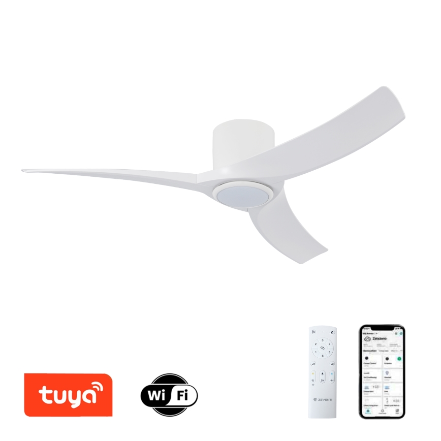 ZEVENTI - ORBITO dimmelhető LED mennyezeti ventilátor LED/24W/230V 3000/4000/6000K Wi‑Fi Tuya fehér + távirányító