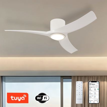ZEVENTI - ORBITO dimmelhető LED mennyezeti ventilátor LED/24W/230V 3000/4000/6000K Wi‑Fi Tuya fehér + távirányító