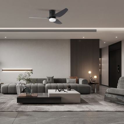 ZEVENTI - LED mennyezeti ventilátor PADUA LED/18W/230V 3000/4000/6000K Wi-Fi Tuya fekete + távirányító