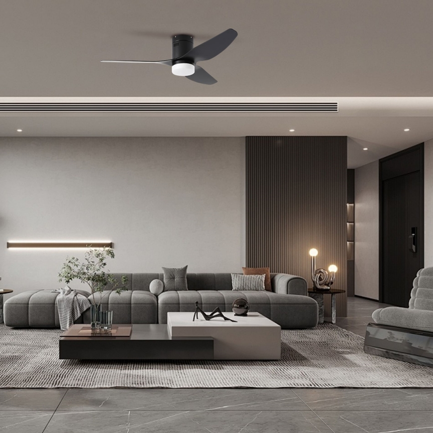 ZEVENTI - LED mennyezeti ventilátor PADUA LED/18W/230V 3000/4000/6000K Wi-Fi Tuya fekete + távirányító