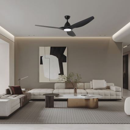 ZEVENTI - LED mennyezeti ventilátor URBINO LED/20W/230V 3000/4000/6000K Wi-Fi Tuya fekete + távirányító