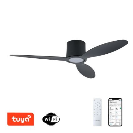 ZEVENTI - LED fényerőszabályozható mennyezeti ventilátor VENTORA LED/24W/230V 3000/4000/6000K Wi-Fi Tuya fekete + távirányító