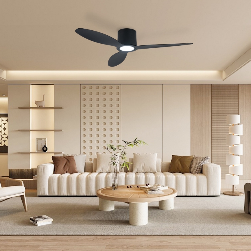 ZEVENTI - LED fényerőszabályozható mennyezeti ventilátor VENTORA LED/24W/230V 3000/4000/6000K Wi-Fi Tuya fekete + távirányító