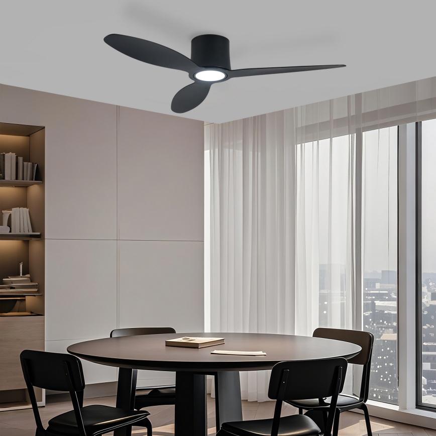 ZEVENTI - LED fényerőszabályozható mennyezeti ventilátor VENTORA LED/24W/230V 3000/4000/6000K Wi-Fi Tuya fekete + távirányító