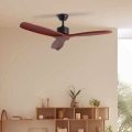 ZEVENTI - Mennyezeti ventilátor CUENCA Wi-Fi Tuya fekete/tölgy + távirányító