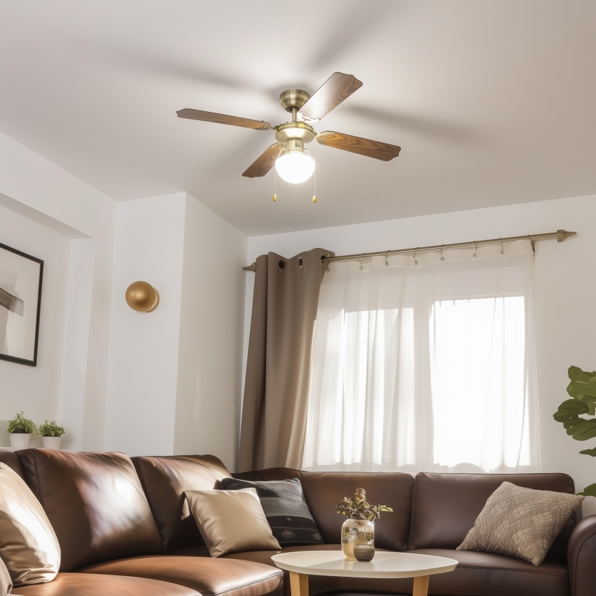 ZEVENTI - Mennyezeti ventilátor NAVAGIO 1xE27/60W/230V barna