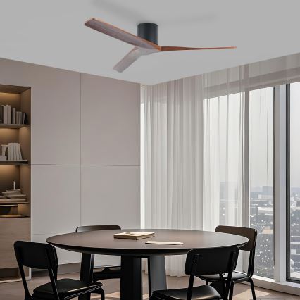ZEVENTI - VELLON mennyezeti ventilátor Tuya Wi‑Fi, fekete/dió + távirányító