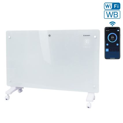 ZEVENTI - Okos elektromos direkt fűtőtest/konvektor LCD-kijelzővel 2000W/230V Wi‑Fi fehér