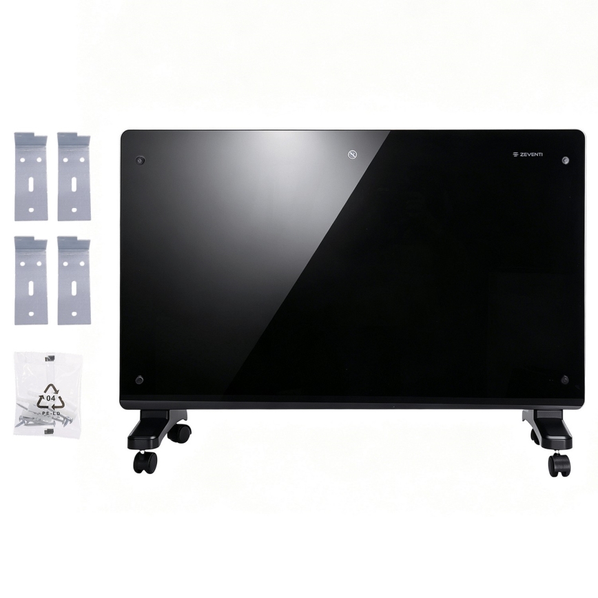 ZEVENTI - Okos elektromos fűtőtest/konvektor LCD-kijelzővel 2000W/230V Wi-Fi fekete