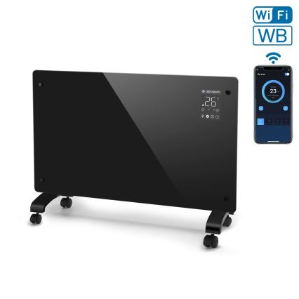 ZEVENTI - Okos elektromos fűtőtest/konvektor LCD-kijelzővel 2000W/230V Wi-Fi fekete
