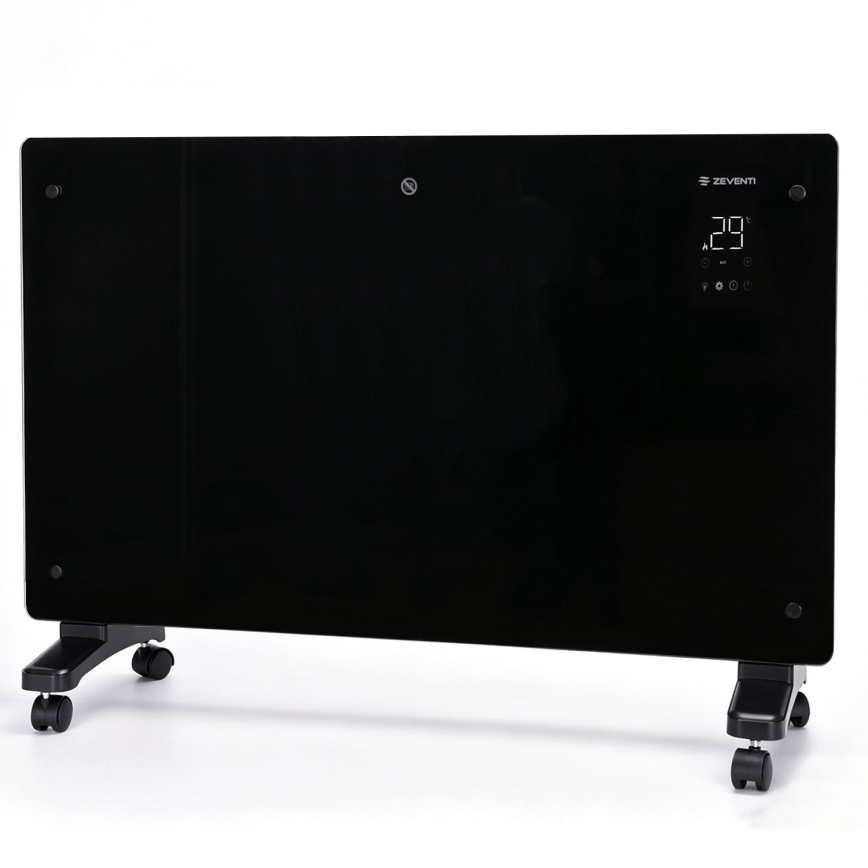 ZEVENTI - Okos elektromos fűtőtest/konvektor LCD-kijelzővel 2000W/230V Wi-Fi fekete
