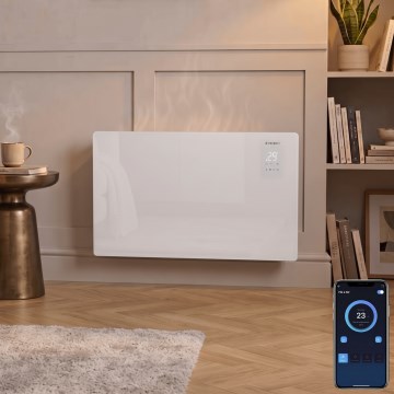 ZEVENTI - Okos fali elektromos fűtőtest/konvektor LCD kijelzővel 1000/2000W/230V Wi-Fi fehér