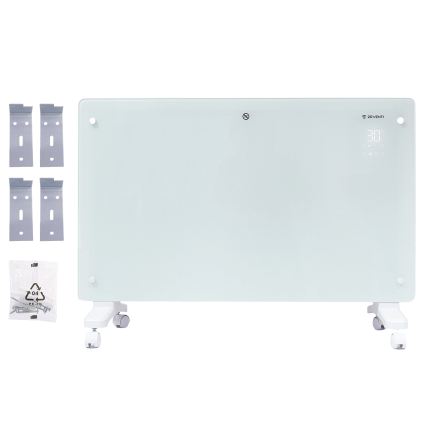 ZEVENTI - Okos fali elektromos direkt fűtőtest/konvektor LCD kijelzővel 1000/2000W/230V Wi-Fi fehér