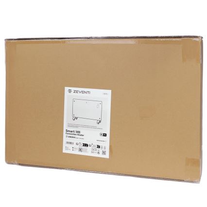 ZEVENTI - Okos fali elektromos direkt fűtőtest/konvektor LCD kijelzővel 1000/2000W/230V Wi-Fi fehér