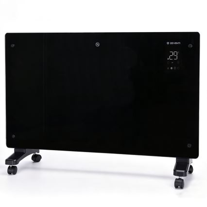 ZEVENTI - Intelligens fali elektromos fűtőtest/konvektor LCD kijelzővel 1000/2000W/230V Wi-Fi fekete