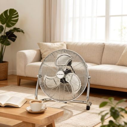ZEVENTI - Álló ventilátor FLOW 100W/230V, átmérő 54 cm, fényes króm