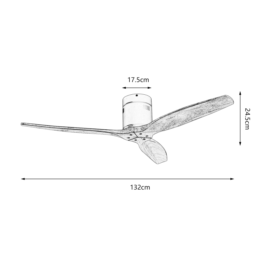 ZEVENTI - mennyezeti ventilátor SPELLO Wi-Fi Tuya matt króm/tölgy + távirányító