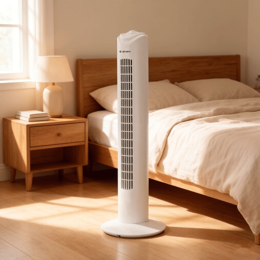 ZEVENTI - FLOW oszlopventilátor 45W/230V fehér