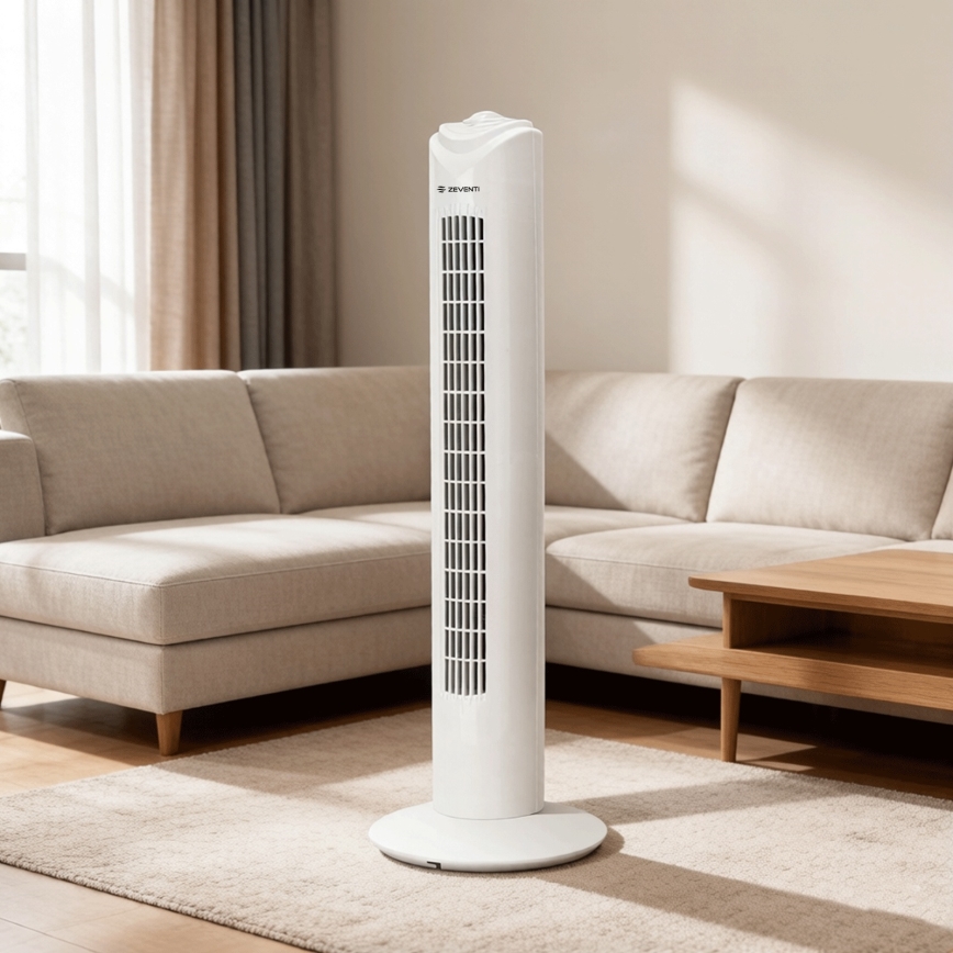 ZEVENTI - FLOW oszlopventilátor 45W/230V fehér