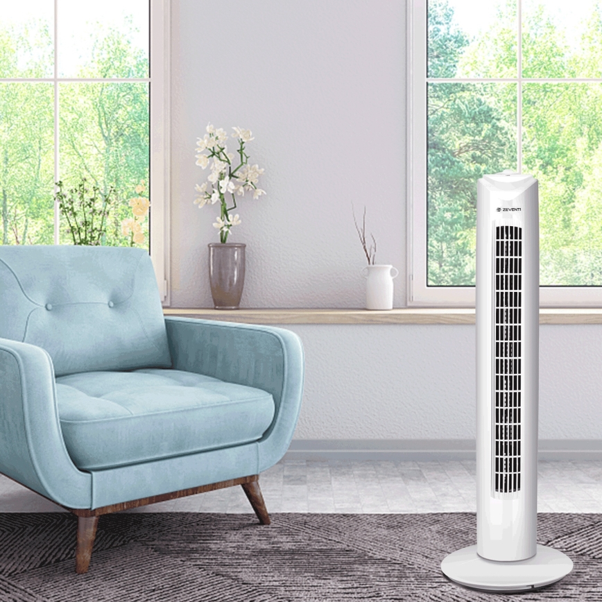 ZEVENTI - FLOW oszlopventilátor 45W/230V fehér