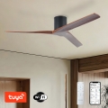 ZEVENTI - VELLON mennyezeti ventilátor Tuya Wi‑Fi, fekete/dió + távirányító
